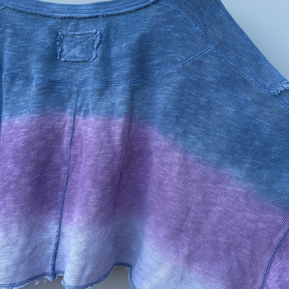 NWOT Free People We The Free After Midnight Washed Ombré Raw Hem Crop Tee Small - Picture 11 of 12